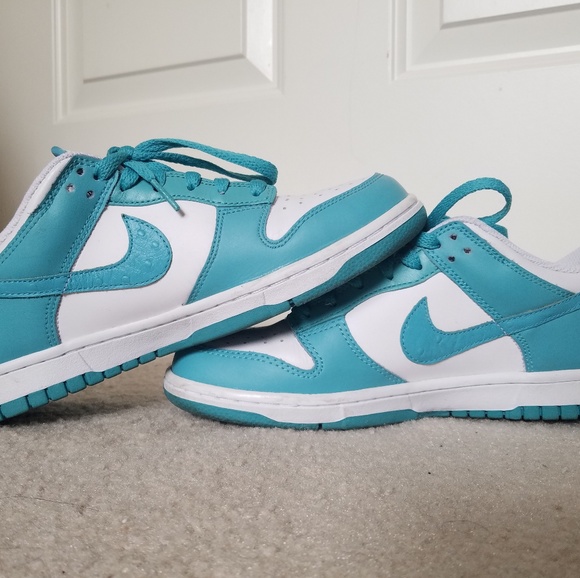 white and baby blue nikes